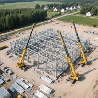 โครงสร้างเหล็กขนาดใหญ่ PEB Prefabricated โรงงานอาคารโครงสร้างเหล็ก โรงงานผลิตกระจก