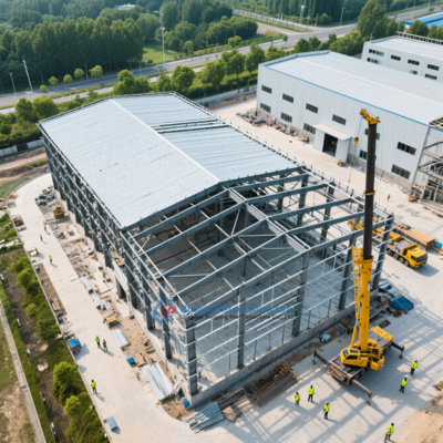 โรงงานโดยตรง Prefabricated PEB โครงสร้างเหล็ก โกดังสําหรับการเก็บรักษา ด้วย panel แซนวิชคุณภาพสูง